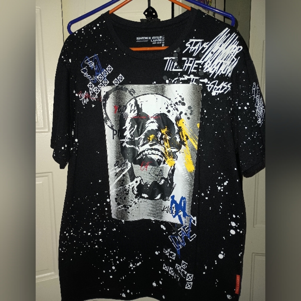 Smoke Rise Black and White Graphic Short Sleeve Tee